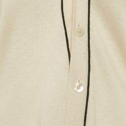 Pre Owned S'Max Mara Cream Silk Blend Button Front Cardigan S