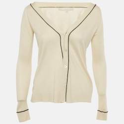 Pre Owned S'Max Mara Cream Silk Blend Button Front Cardigan S