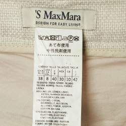 Pre Owned S'Max Mara Beige Textured Linen Frayed Hem Trousers M