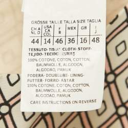 Pre Owned S'Max Mara Cream Printed Cotton Sleeveless Shift Dress L