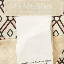 Pre Owned S'Max Mara Cream Printed Cotton Sleeveless Shift Dress L