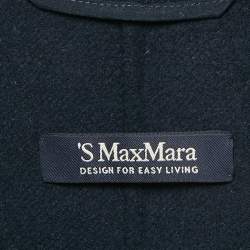 مملوكة مسبقًا S'Max Mara Navy Blue Double Breasted Sleeveless Coat S