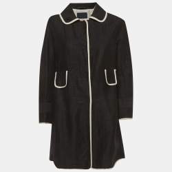 Pre Owned S'Max Mara Black Textured Cotton Coat L