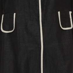 Pre Owned S'Max Mara Black Textured Cotton Coat L