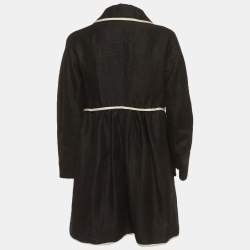Pre Owned S'Max Mara Black Textured Cotton Coat L