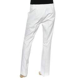 Pre Owned S'Max Mara White Cotton Wide Leg Trousers M