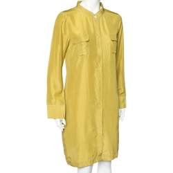 S'Max Mara Yellow Silk Button Down Midi Dress M