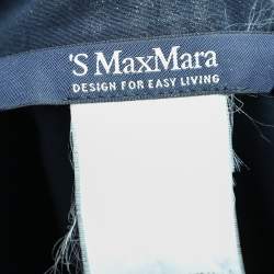 S'Max Mara Navy Blue Cotton Pleated Shirt Dress M