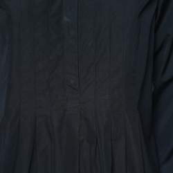 S'Max Mara Navy Blue Cotton Pleated Shirt Dress M