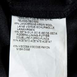 Pre Owned S'Max Mara Black Wool & Silk Embellished Neck Detail Pleated Dress M