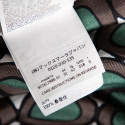 S'Max Mara Green & Brown Printed Silk Button Front Belted Dress M