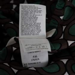 S'Max Mara Green & Brown Printed Silk Button Front Belted Dress M