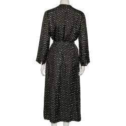 S'Max Mara Green & Brown Printed Silk Button Front Belted Dress M