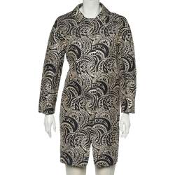 Pre Owned S'Max Mara Gold & Black Brocade Button Front Coat XL