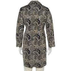 Pre Owned S'Max Mara Gold & Black Brocade Button Front Coat XL