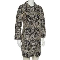 Pre Owned S'Max Mara Gold & Black Brocade Button Front Coat XL