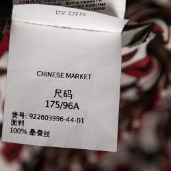 Pre Owned S'Max Mara Red & White Printed Silk Midi Dress M