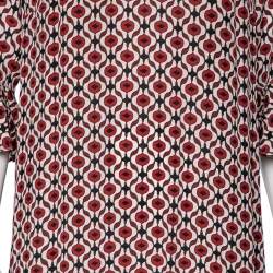 Pre Owned S'Max Mara Red & White Printed Silk Midi Dress M