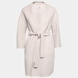 S'Max Mara Ecru Wool Open Front Belted Coat XS