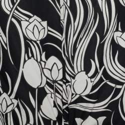 S'Max Mara Monochrome Floral Print Cotton Shirt Dress L