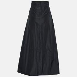 S'Max Mara Black Synthetic Zip Detail Skirt L