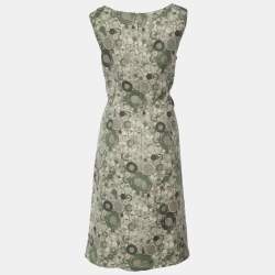 S'Max Mara Grey Printed Linen Sleeveless Dress L