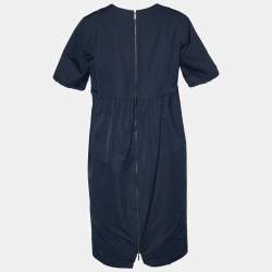 Pre Owned S'Max Mara Dark Blue Cotton Blend Midi Dress M