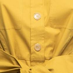 S'Max Mara Mustard Yellow Stretch Cotton Midi Shirt Dress S