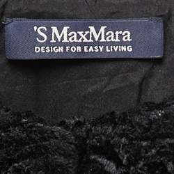 S'Max Mara Black Faux Fur Sleeveless Button Front Jacket XL