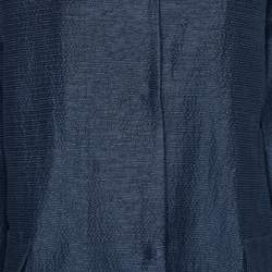 S'Max Mara Navy Blue Textured Cotton & Silk Oversized Button Front Coat M