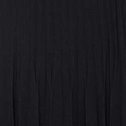 Pre Owned S'Max Mara Black Cotton & Plisse Midi Dress M