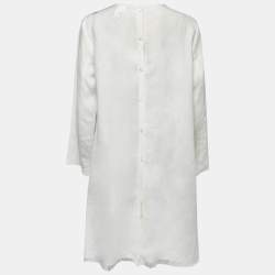 Pre Owned S'Max Mara White Linen Fringed Short Dress L