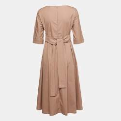 S'Max Mara Dusty Pink Cotton Blend Waist Tie Detailed Midi Dress S