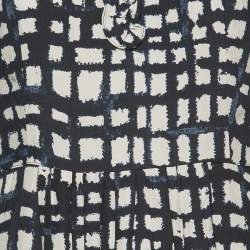 Pre Owned S'Max Mara Navy Blue Print Silk Pleated Midi Dress S