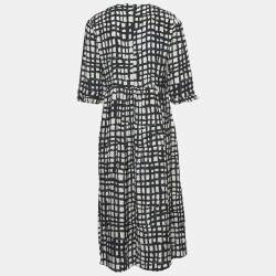 Pre Owned S'Max Mara Navy Blue Print Silk Pleated Midi Dress S