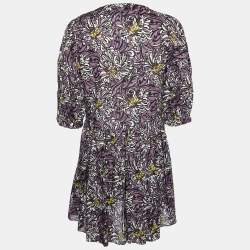S'Max Mara Purple Floral Printed Cotton Mini Dress L