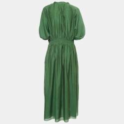S'Max Mara Green Cotton Elasticated Waist Maxi Dress L