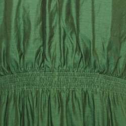 S'Max Mara Green Cotton Elasticated Waist Maxi Dress L