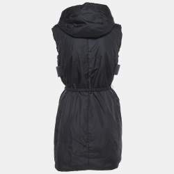 S'Max Mara Black Nylon Zip Front Hooded Timeless Vest S 