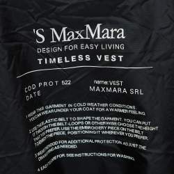 S'Max Mara Black Nylon Zip Front Hooded Timeless Vest S 