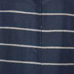 S'Max Mara Navy Blue Striped Cotton Blend Button Front Coat M