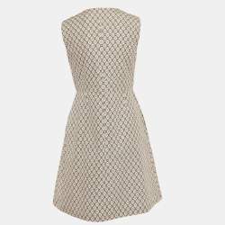 S'Max Mara Cream Geometric Print Cotton Sleeveless Mini Dress M