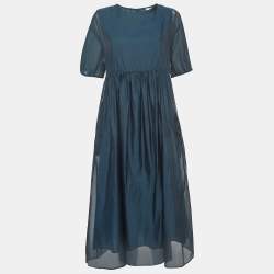 Pre Owned S'Max Mara Blue Organza Fatoso Midi Dress M