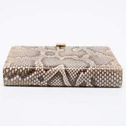 Smythson Beige Python Soho Clutch