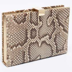 Smythson Beige Python Soho Clutch