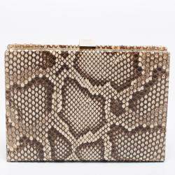 Smythson Beige Python Soho Clutch