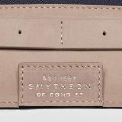Smythson Mara Navy Blue Croc Embossed Leather Jewelry Roll