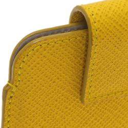 Smythson Yellow Leather Phone Case