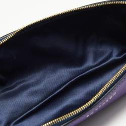 Smythson Purple Leather Panama Pencil Case