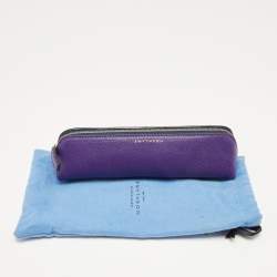 Smythson Purple Leather Panama Pencil Case